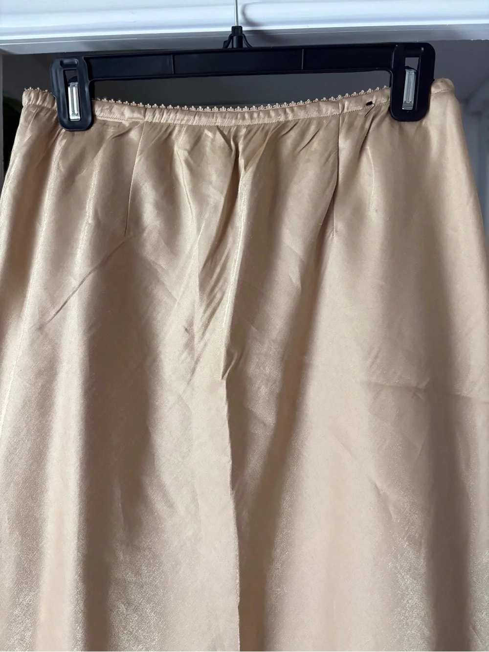 Venezia Long Golden-Beige Elastic-Waist Maxi Skirt